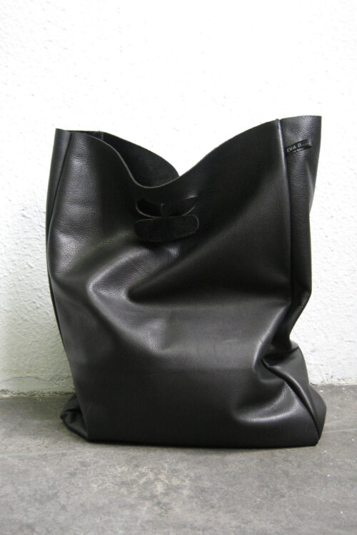 Leather shopper ‘Lastic Bag’ Black - Studio EVA D.
